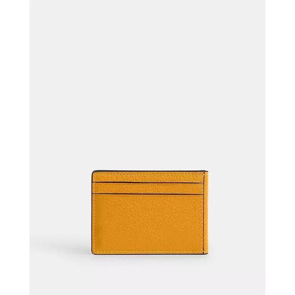 NWT Coach Compact Billfold Wallet CM167 Refined Pebble Leather Buttercup - Picture 6 of 8